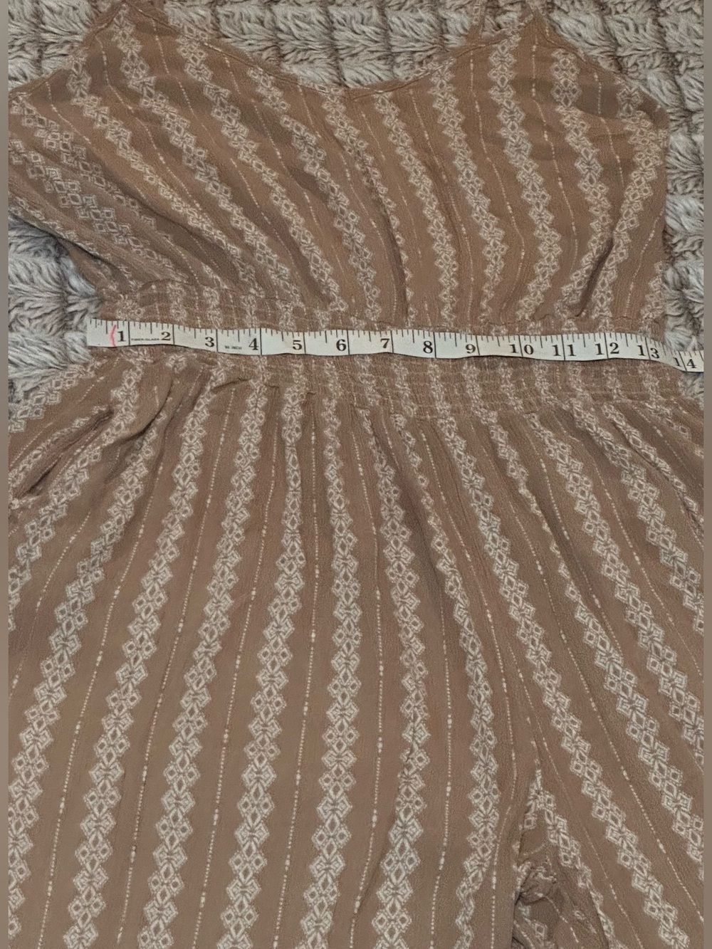 Zenobia Striped Beige Wide-Leg Jumpsuit with Smocked Waist Size 1XL - Picture 6 of 8